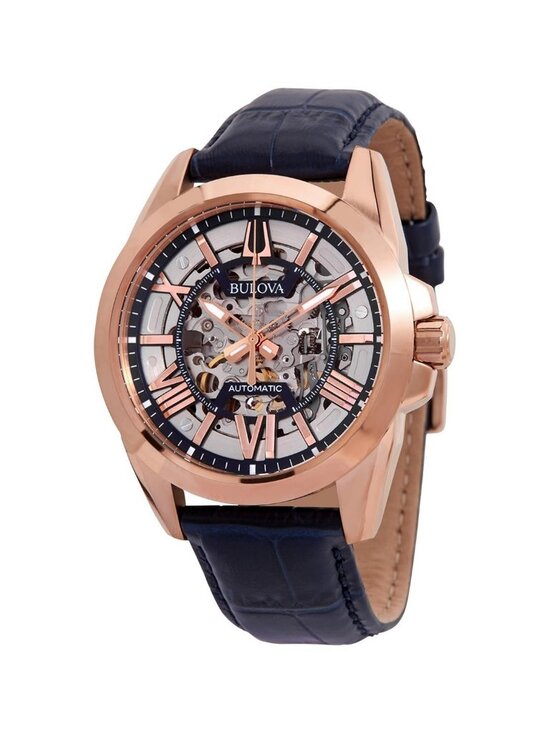 NWT Bulova Sutton Automatic Silver Skeleton Dial Men\'s Watch
